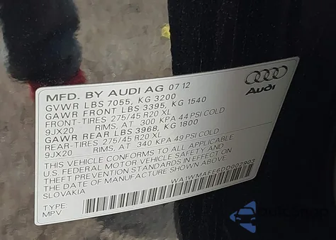 2013 Audi Q7 3.0 Tdi Premium z USA, uszkodzony, nr VIN WA1WMAFE6DD002903